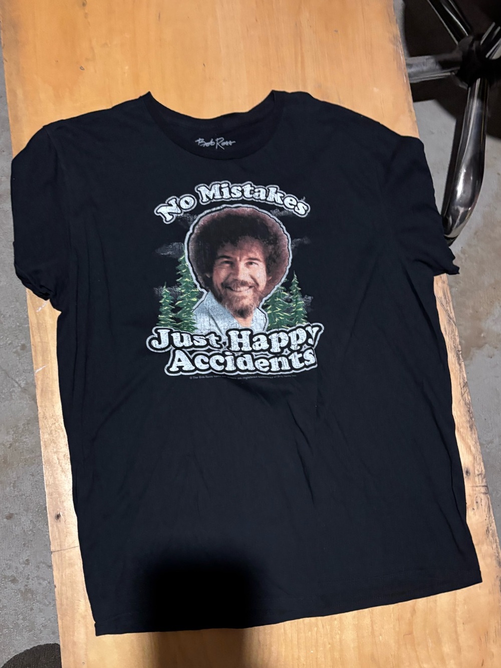 Black Graphic Tee with 'No Mistakes Just Happy Accidents'